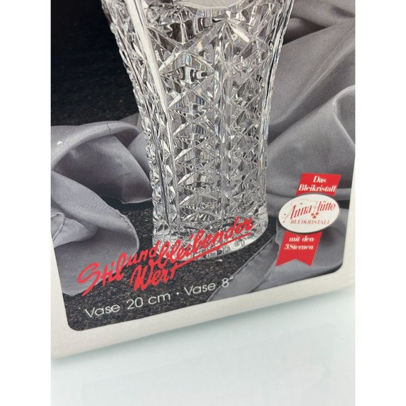 Vintage Anna Hutte Bleikristall Crystal Clear Studios Vase Dorsette Germany Rose - Picture 5 of 16